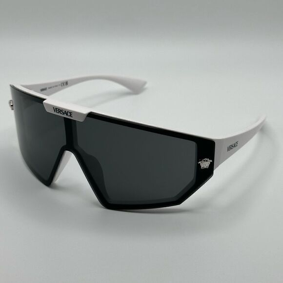 BRAND NEW VERSACE VE4461 White Dark Grey with clip on Mirrored Grey Extra Lens